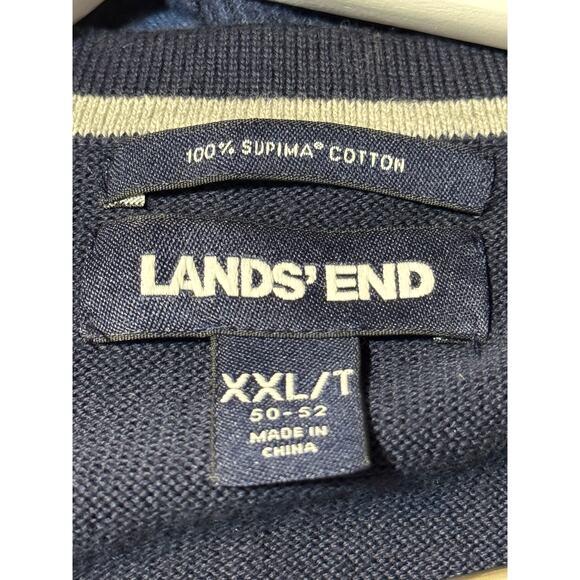 Lands’ End · XXL/T · Men's V-Neck Sweater Vest · Supima Cotton · Blue - Picture 3 of 3